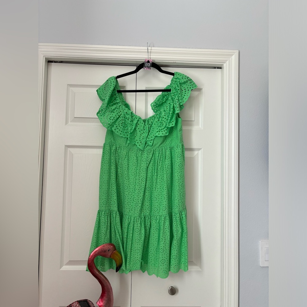 Lilly Pulitzer Bright Green Eyelet Ruffle Dress